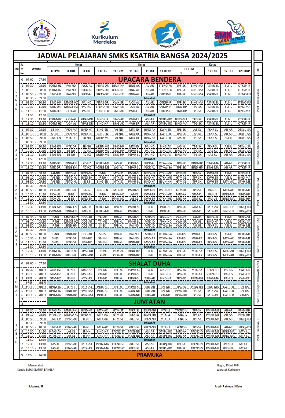 Jadwal Pelajaran 